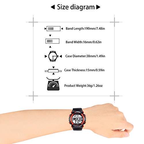 Digital Watch for Kids, Outdoor Sports Camping Swimming Boys and Girls Watch Waterproof Electronic Wrist Watch for Children with Time, Date, Calender, Alarm, LED Light, Stopwatch Functions