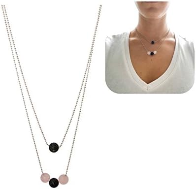 Rose Quartz and Lava Diffuser Necklace by Kuratif Minimalist Design