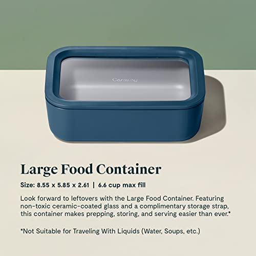 Caraway Glass Food Storage 6.6 Cup Glass Container Ceramic Coated