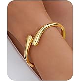 Gold Bangle Bracelets for Women Trendy Chunky Adjustable Cuff Bracelet Statement Thick Twist Waterdrop Bracelets Dainty Non Tarnish Waterproof Bracelet Fashion Jewelry Gifts