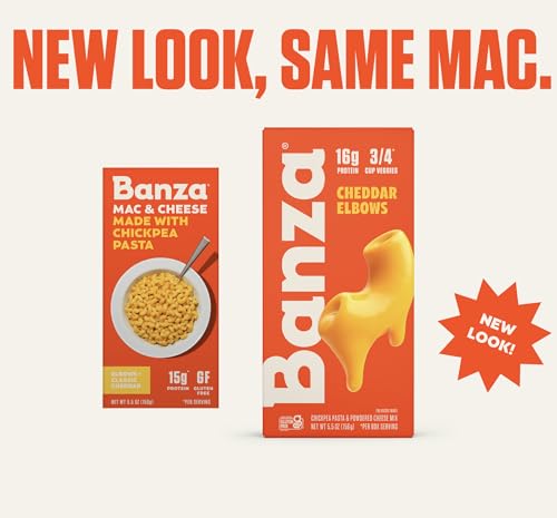BANZA MICROWAVE MAC AND CHEESE CUPS – ELBOWS & CLASSIC CHEDDAR CHEESE – HIGH PROTEIN, GLUTEN FREE, CONVENIENT AND KID FRIENDLY MAC AND CHEESE CUPS 4.2OZ