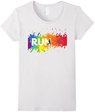Womens Color Run T-Shirt Splatter Art Medium White