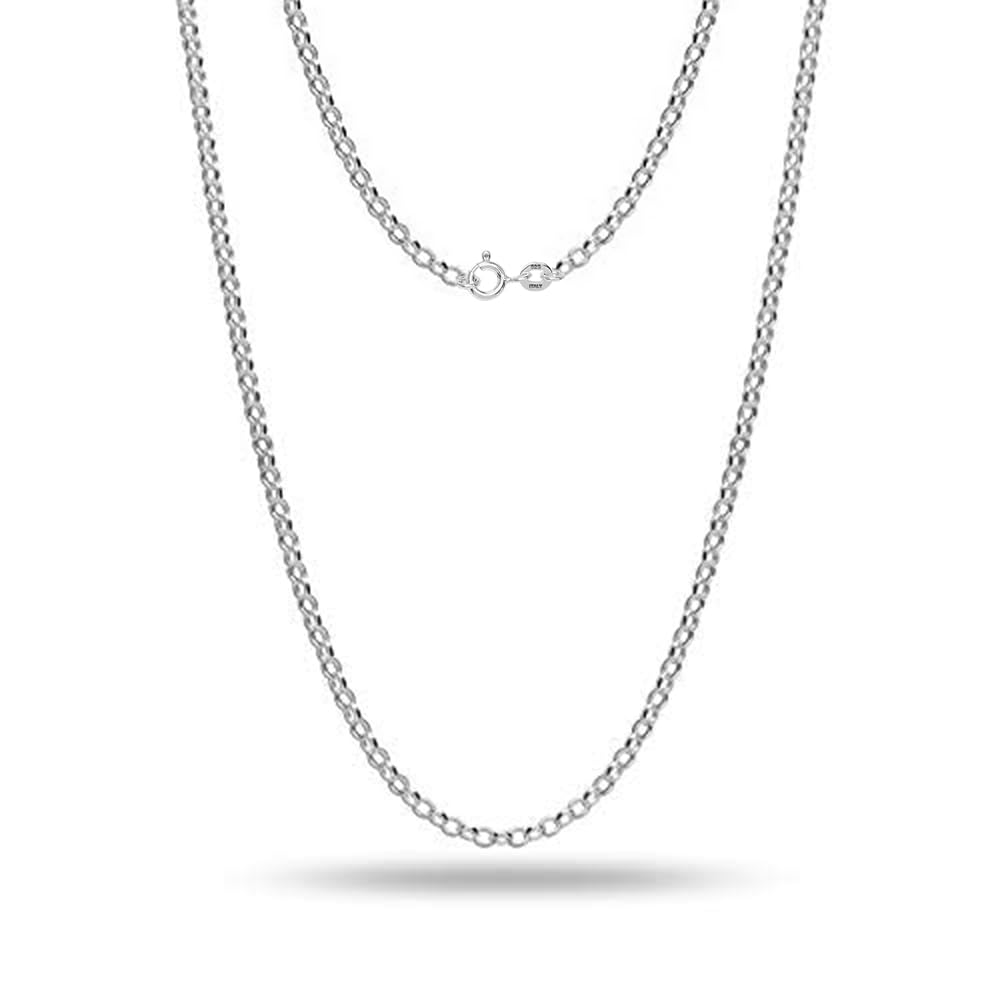 LeCalla 925 Sterling Silver Italian 1.5 MM Rolo Belcher Link Chain Necklace for Teen and Women 16 Inches