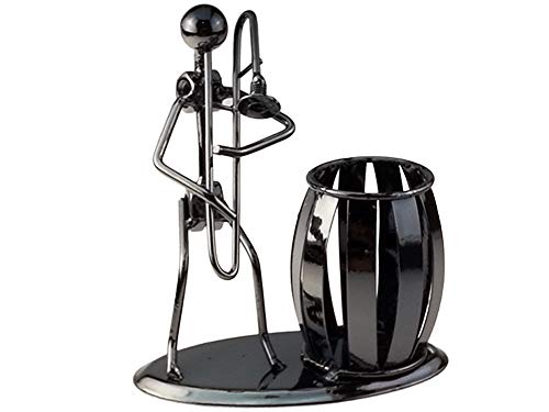 JMAF Desk Organizer Decorative Pen Pencil Holder Office Caddy Storage Accessory Metal(Trombone)