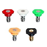 EDOU Pressure Washer Spray Nozzle Tips 1/4''Quick Connector,4000 PSI 3.0 GPM,5-Pack Multiple Degrees(0、15、25、40 Degrees,Soap)