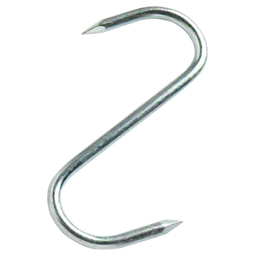 Merriway BH05400 (10 Pcs) Butchers Pointed Kitchen S-Hook BZP Steel 100 mm - Pack of 10 Pieces