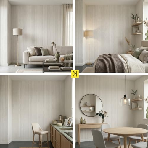 Papel De Parede Linho Branco Texturizado Adesivo 45cm x 5m