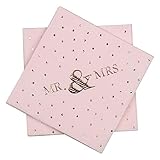 Pink Mr and Mrs Cocktail Napkins 100 Counts 2-ply 5'' Rose Gold Foil Disposable Napkins Perfect for Wedding Anniversary Engagement Wedding Reception Party Supplies(Pink with Gold Foil Mr and Mrs)