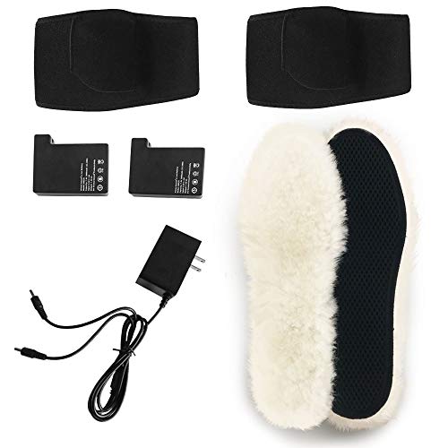Aroma Season Electric Heated Insoles with Wool Foot Warmer for Cold Feet Winter Outdoor Hiking Skiing Fishing Hunting, for Men and Women (Men 10~11)