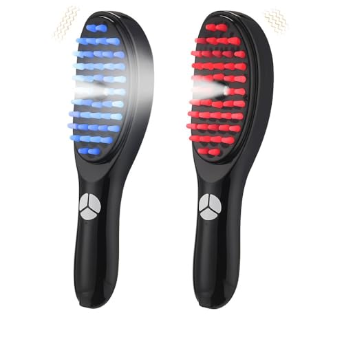 Escova Elétrica Massageadora Capilar com Luz LED – Estimula Crescimento, Reduz Queda e Frizz – Relaxamento e Brilho para Todos os Tipos de Cabelo