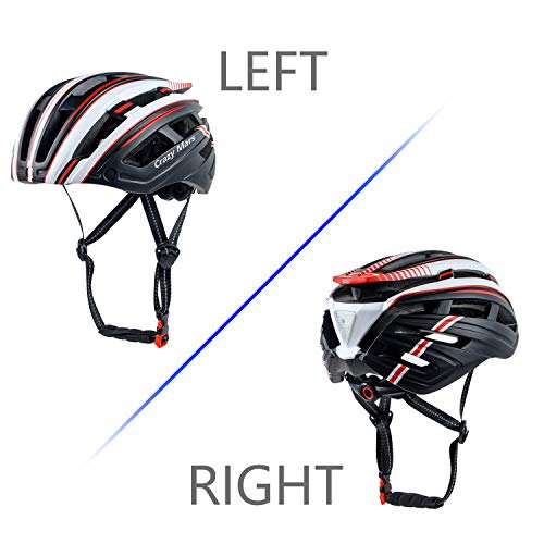 Crazy Mars Bike Bicycle Helmet - Cycling MTB BMX Helmet with Light and Magnatic Goggle Visor Men Women Adjustable
