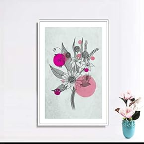 Framed Canvas Wall Art for Living Room, Bedroom Flowers Lineart Illustration III Canvas Prints for Home Decoration Ready to Hang - 16x24 inches