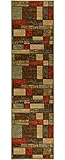 Ottohome Collection Multi Color Contemporary Boxes Design Runner Rug With Non-Skid (Non-Slip) Rubber Backing (20