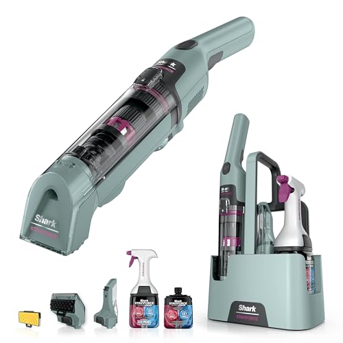 Shark StainForce Kabelloser Fleckenentferner, Tragbarer Flecken-, und Geruchsentferner für Teppichböden, Teppiche, Polstermöbel und mehr, mit Aufbewahrungsbox, Zubehör und 2 × Reiniger, HX100EUCP