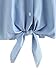 Floerns Women's Short Sleeve Embroidered Shirt Tie Front Top Blouse Denim Blue One Size