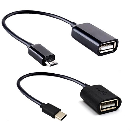 HappyGo OTG Cable Type C and Micro USB to USB 2.0 Female On The Go Adapter Pack of 2