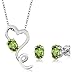 Gem Stone King 2.12 Ct Green Peridot Gemstone Birthstone 925 Sterling Silver Heart Pendant Earrings Set With 18 Inch Silver Chain