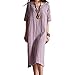 Asher Women's Solid Shift Half Sleeve Petticoat Linen Long Casual Flax Summer Dress