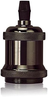 Homestia Solid Lamp Socket E26/E27 Vintage Industrial Edison Pendant Ceramic Light Socket Aluminum Finished Pack Of 4, Black
