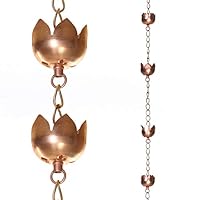 Topadorn Rain Chains Lotus Decorative 95" Rain Chain with 11 Lotus Shaped Copper Cups