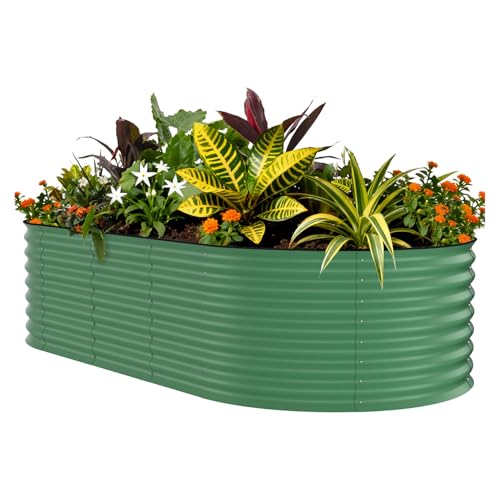 Garvee Galvanized Raised Garden Bed Outdoor, 8x4x2 ft Metal Planter Box for Flo…