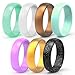 Wooany Silicone Wedding Ring for Women - 5&7 Packs Thin and Stackable Silicone Ring - Confortable and Skin Safe Rubber Wedding Bands for Women&Kids - Designed for U.S primary