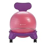 Gaiam Kids Balance Ball Chair - Classic Children's Stability Ball Chair, Alternative School Classroom Flexible Desk Seating for Active Students with Satisfaction Guarantee, Purple/Pink (Renewed)