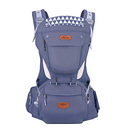 SUNVENO Baby Hipseat Ergonomic Baby Carrier Soft Cotton 3in1 Safety Infant Newborn Hip Seat for Outdoor Travel 0-36 Months (Blue)