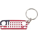 Alien Sunshade Jeep Wrangler JK JKU Grill Keychain, Made of Laser Cut Stainless Steel, Features Iconic D-Ring Connector (American Flag)