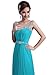 Dlfashion Women's Scoop Neck Sweep Train Beaded Chiffon Dress