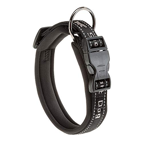 Ferplast Dog Collar SPORT DOG, Dog Collar Medium Dog, Soft Padding, Reflective Nylon Dog Collar, Pet Name Tag, Size: 2 cm (33-43 cm), Grey