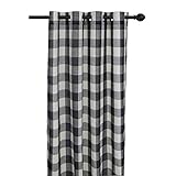 Creativesfun Buffalo Check Grommet Window Curtain (Black & White, Panel 丨W53 X L84-INCH 1PC)