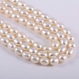 Natural Pearl Freshwater Cultured Pearl Beads for Jewelry Making Oval Beads Punch Loose Beads Handmake DIY for Jewelry Making DIY Women Necklace Bracelet 6-7 mm Color White 14 inches