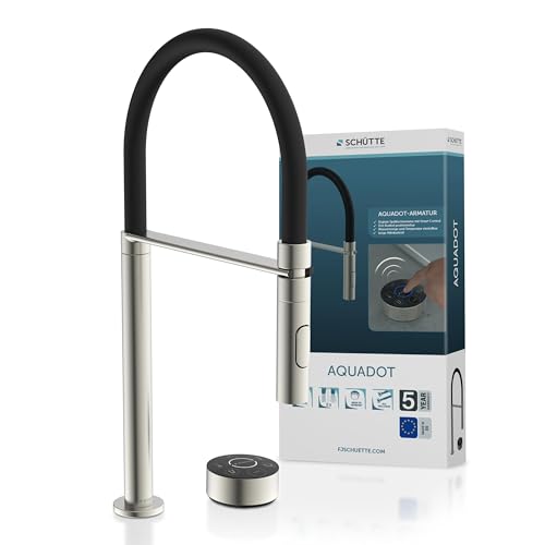 SCHÜTTE Aquadot Robinet d'évier numérique avec contrôle intelligent, robinet moderne pour la cuisine avec tuyau Soft Touch, aspect acier inoxydable/noir