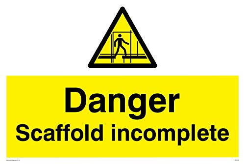 Viking Schilder wc499-a4l-3 m "Gefahr Gerüsten unvollständig" Zeichen, 3 mm starrer Kunststoff, 200 mm H x 300 mm W