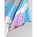 ABADAY Multicolor Cartoon Cat Print Short Sleeve Longline Shirt