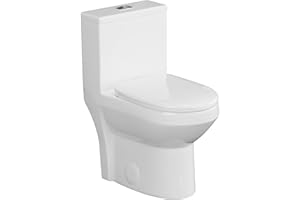 Little Meerkat One Piece Compact Toilet - 16.5 Inch Comfort Height Toilet With Soft Close Seat & Map 1000g | Powerful Dual Flush Modern Small Toilets For Small Bathroom (Pre-installed)