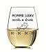 Momstir Momma Shark Needs a Drink Do Do Do Do - Funny Stemless Wine Glass for Mom, Sisters, Grandmas & Friends - Novelty Glass with Sayings - Perfect Mother's Day or Birthday Gift - 15oz Wine Glass
