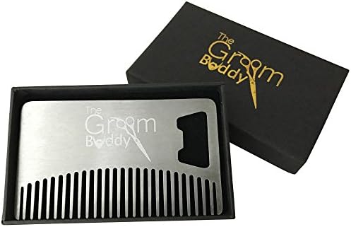 Wallet Comb by The Groom Buddy Best Quality Medical Grade Stainless Steel Comb with Bottle Opener Utility Metal Wallet Comb is Credit Card Size for a Perfect Fit in all Wallets