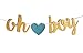 Fecedy Gold Glittery OH BOY Banner with Heart for Baby shower