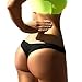 CROSS1946 Sexy Women's Bikini Thong Bottom Brazilian V Cheeky Ruched Semi Swimsuit S Black