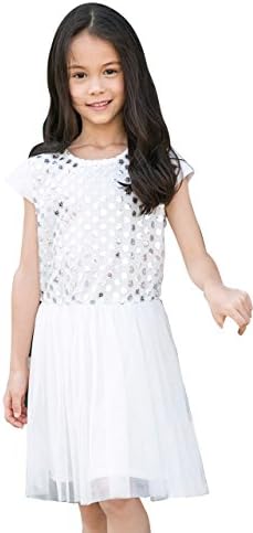 Ultrapink Girls Designer Cap Sleeve Gold Sequins Front Bodice A Line Dress, 10