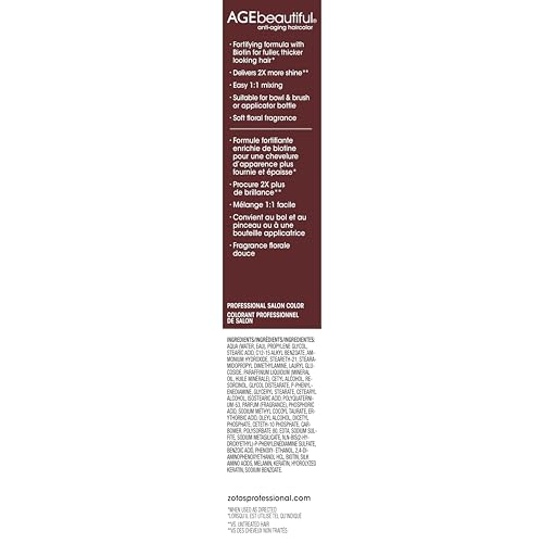 AGE BEAUTIFUL PERMANENT HAIR COLOR DYE LIQUI CREME | 100% GRAY COVERAGE | ANTI-AGING HAIRCOLOR | BIOTIN FOR THICKER, FULLER HAIR | PROFESSIONAL SALON COLORING | 4A DARK ASH BROWN