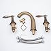 Beelee Deck Mounted Three Holes Double Handles Widespread Bathroom Sink Faucet, Antique Brass Finished