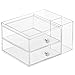 mDesign Office Supplies Desk Organizer for Scissors, Pens, Markers, Highlighters, Tape - 2 Drawers & Caddy, Clear