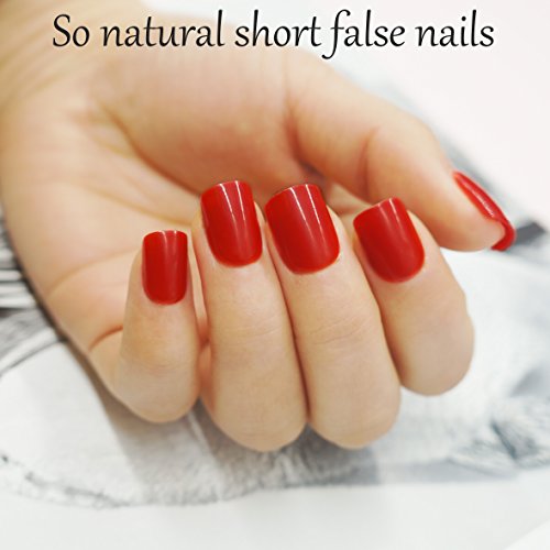 Red False Nail Tips 120 Pcs Full Cover Short Fake Nails