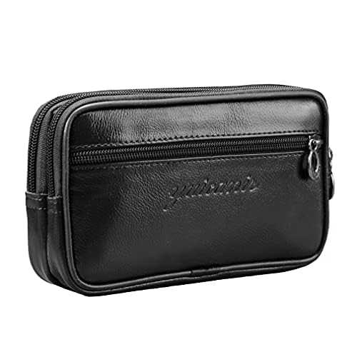 Leather Phone Belt Bag Holster Pouch for Men Loop Flip Coin Purse Case Cell Phone Waist Pack Pouch Case, #07black, 17cm(W)x4cm(D)x10cm(H)(6.6"x1.5"x3.9") approx;, Travel, Outdoor