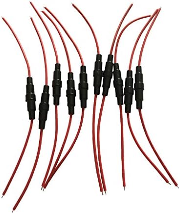 KOLAWIN Automotive Car Inline Screw Type 5x20mm AGC Fuse Holder 22 Awg Wire (Pcak of 10)