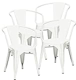 POLY & BARK EM-113-WHI-X4-A Trattoria Arm Chair, Set of 4 White