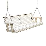 Amish Heavy Duty 800 Lb Roll Back Treated Porch Swing with Hanging Chains (4 Foot, Unfinished)